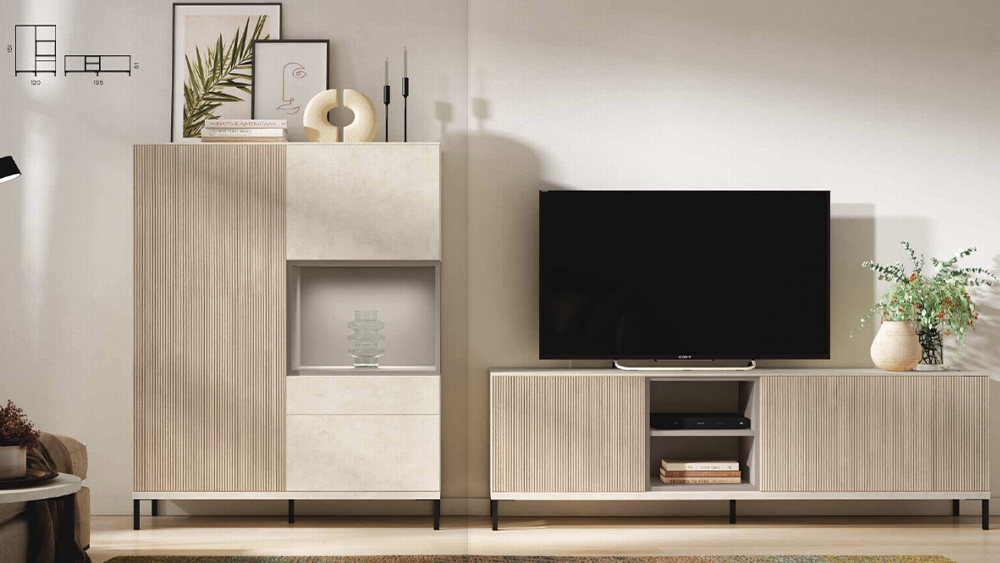 Aparador y mueble televisión estilo nórdico